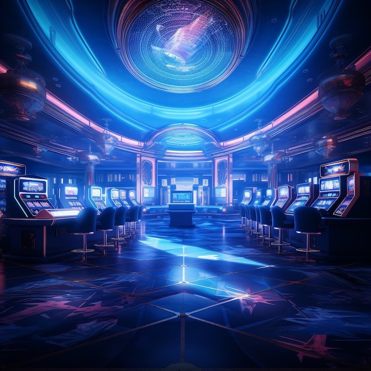 Ilustrasi keamanan data dan privasi pengguna aplikasi hiburan dengan tema futuristik neon
