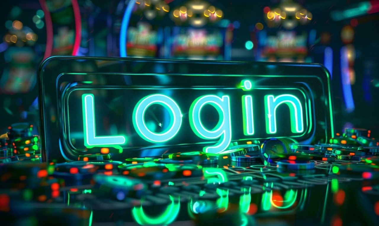 Gambaran antarmuka permainan live casino dengan dekorasi neon warna-warni yang keren dan modern